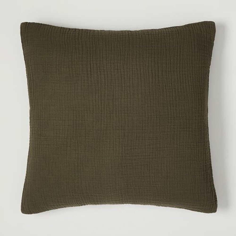 West Elm olive green Cotton Throw Pillow